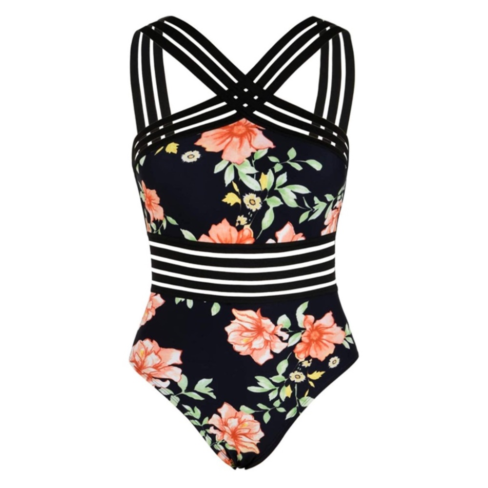 One Piece Front Crossover Swimsuit